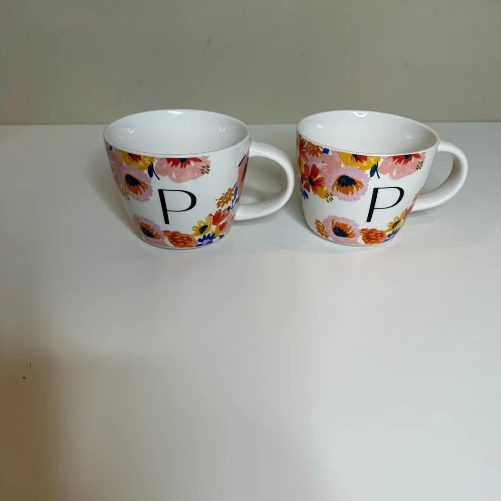 Opalhouse Coffee Mug Cup set of 2 Initial Letter P Monogram